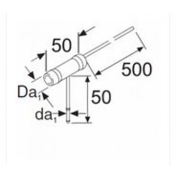 Webasto Tank extracting device for ventilation line. Da Ø 20 mm, Da Ø 3.5 mm. Length 750 mm. Stainless steel 1321824B