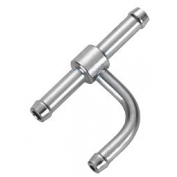 Webasto H-shaped fuel extractor. 8 x 5 x 8. Length 50 mm. Hight 28 mm. Steel/zinc 1320574A