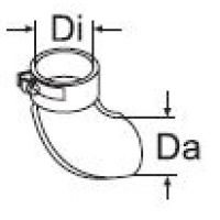 Webasto Hot air elbow. Di Ø 71 mm, Da Ø 67 mm. 90° 1319441A
