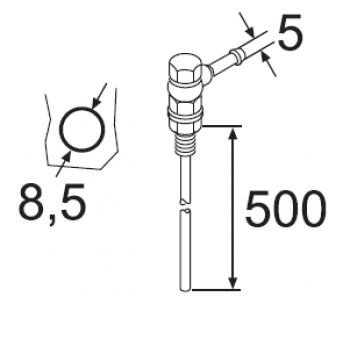 Webasto Tank connection. Ø 5 mm, drill hole Ø 8.50 mm. Hooked connection. With banjo eye 98605C