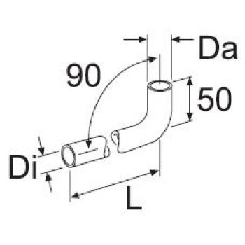 Webasto Molded hose. Di Ø 20 mm, Da Ø 27 mm. Length 130 mm. 90° 1320147A