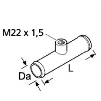 Webasto Pipe support with thread M22 x 1.5. Ø 19 mm. Length 100 mm. Steel 1320792A