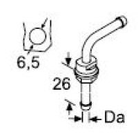 Webasto Tank connection, short riser pipe. Ø 6 mm. Length 26 mm. 90° 1322827A