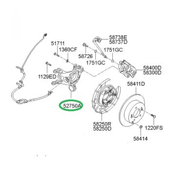 CARRIER-RR AXLE LH 52710-1D040