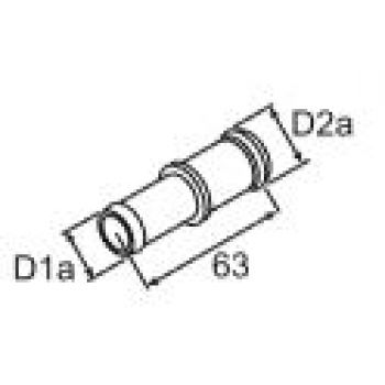 Webasto Connecting pipe. D1a Ø 18 mm, D2a Ø 22 mm. Length 63 mm. Plastic. Black 1320155A
