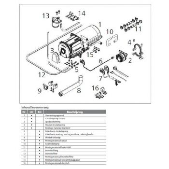 Webasto Installation kit for Thermo Top Pro 120/150 heaters. 12 Volt. Diesel 9035492A
